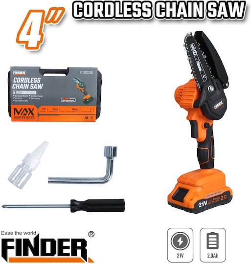 Finder Battery Chainsaw 2x2Ah 21V with Blade 10.16cm