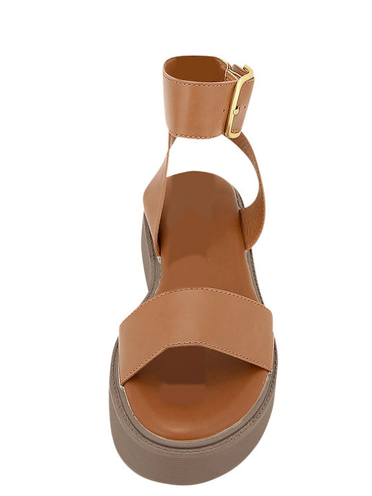 Women's Synthetic Leather Platform Shoes Brown