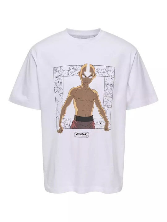 Tricou cu mânecă scurtă pentru adulți – Avatar „Aang” Alb