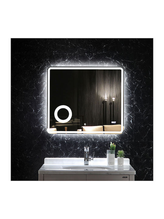 Luminor Cult Vergrößerung Quadratischer Badezimmerspiegel LED Berührung 80x18cm