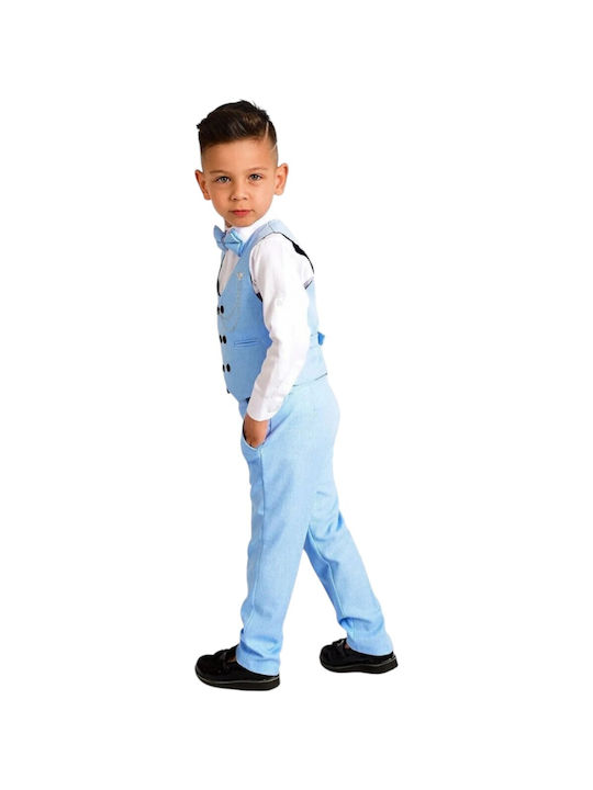 TakTakBaby Boys Baptism Suit with Vest 5pcs Light Blue