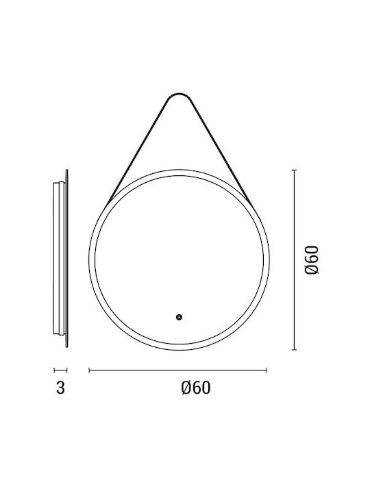 Eurolamp Oglindă de Baie Rotundă Lumini LED Atingere 60x60cm Negru