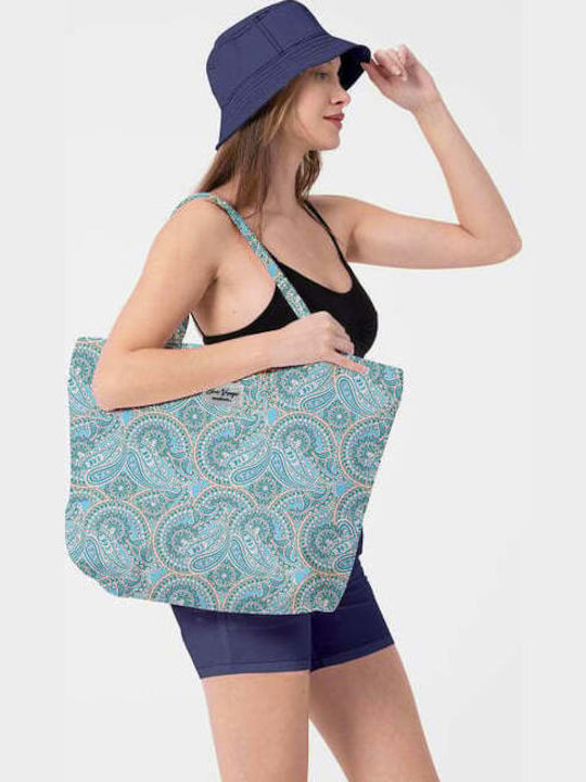 Miami Beach Stoff Strandtasche Blau