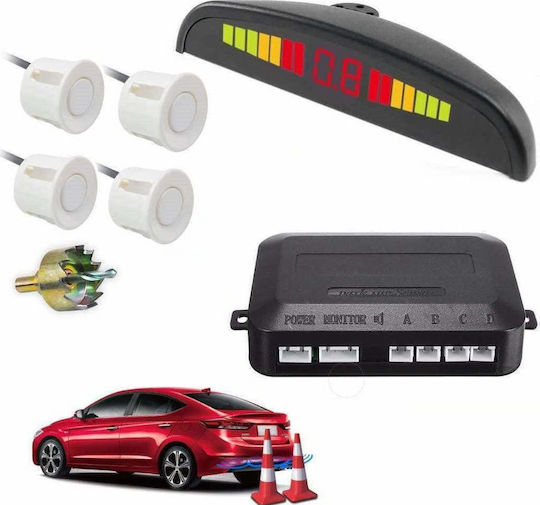 ACP Car Parking System with Screen and 4 Sensors in White Color