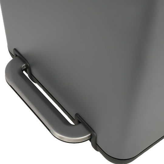 Estia Cubic Metallisch Set aus Toilettenbürste und Mülleimer für das Badezimmer Sanftes Schließen 6Es Gray