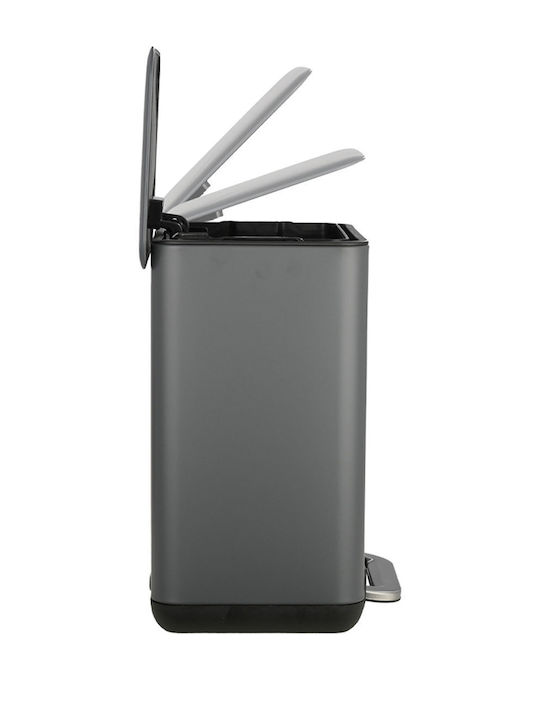 Estia Cubic Metallic Toilet Brush and Basket Set Soft Close 6lt Gray