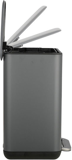 Estia Cubic Metallisch Set aus Toilettenbürste und Mülleimer für das Badezimmer Sanftes Schließen 6Es Gray