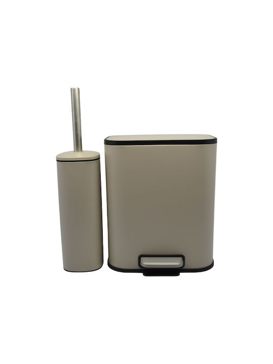 Ankor Metalic Set perie de toaletă și coș de gunoi pentru baie Închidere lentă 5lt Taupe Ματ