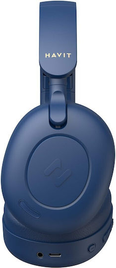 Havit H655BT Ασύρματα / Ενσύρματα On Ear Ακουστικά με 76 ώρες Λειτουργίας Μπλε