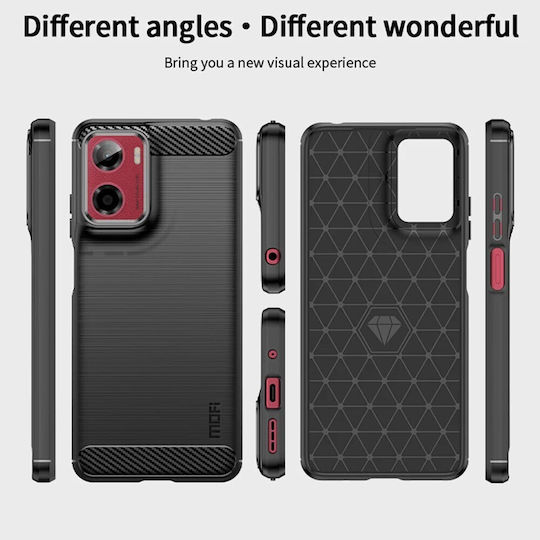 Mofi Brushed Carbon Back Cover Silicone Red (Motorola Moto E15, Motorola G05)