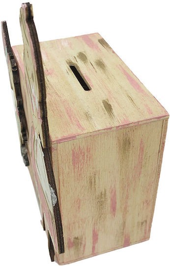 LiebeQueen Children's Money Box Wooden Pink 9x6x15cm