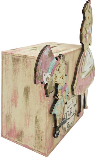 LiebeQueen Kinder Spardose Holz Rosa 9x6x15cm