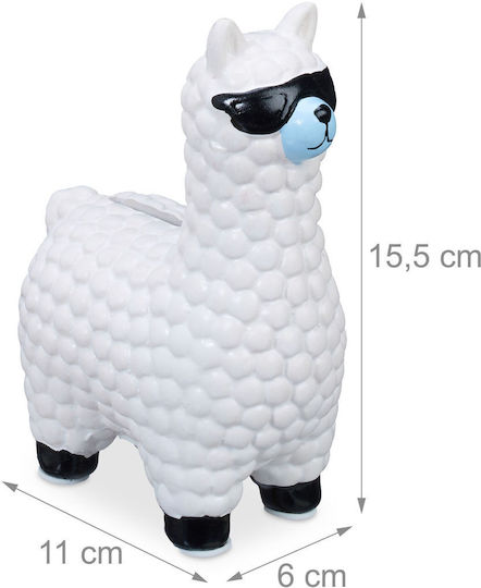 Relaxdays Money Box Ceramic White 15.5x11x6cm