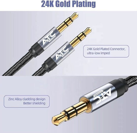 ATC 3.5mm Jack Cable 3.5mm Male - 3.5mm Male Black 2m With Gold Plated Terminals 3.5 TRS