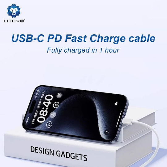Lito USB-C zu Lightning Kabel 60W Weiß 2m