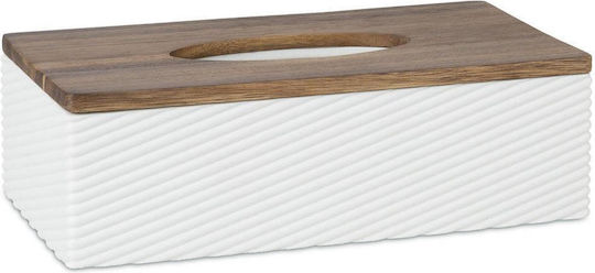 Andrea House Wooden Tissue Holder White 25x13x7.5cm BA25147