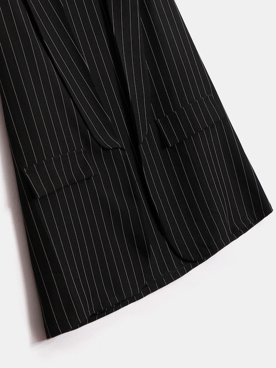 Set Jacket Shorts Striped Black Black