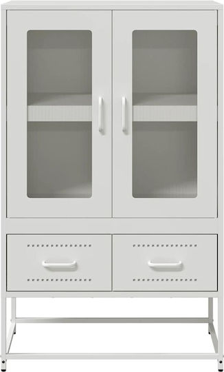 Bodenvitrine fürs Wohnzimmer aus Metall, Weiß, mit Glas 68x39x111,5 cm