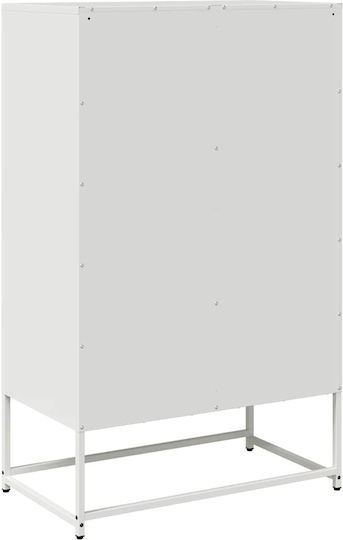 Bodenvitrine fürs Wohnzimmer aus Metall, Weiß, mit Glas 68x39x111,5 cm