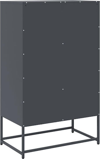 Bodenstehende Wohnzimmer Vitrine aus Metall in Anthrazit mit Glas 68x39x111,5 cm