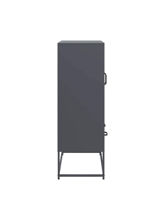 Floor-standing Living Room Display Cabinet made of Metal with Glass Anthracite 68x39x111.5cm