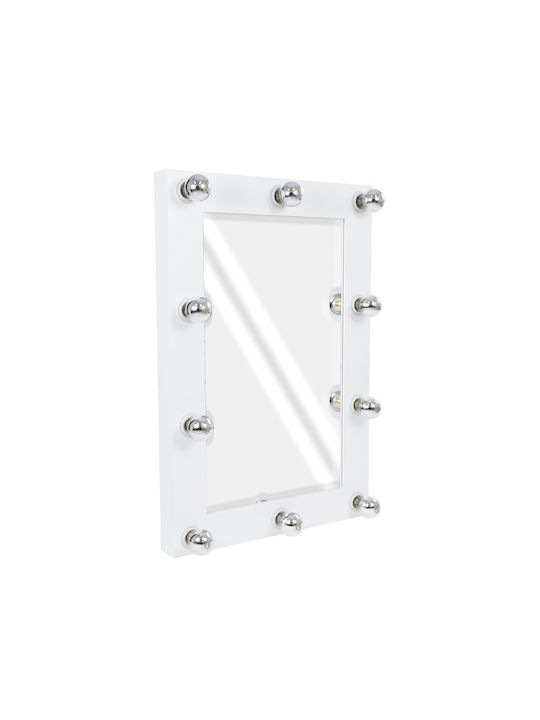 GloboStar Wall Mirror with White Wooden Frame & LED Lighting 90x60cm 1pcs