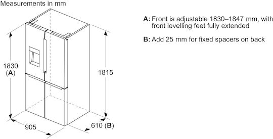 Bosch Хладилник Гардероб 574лт В183xШ90.5xД73.1см. Inox KFI96AXEA