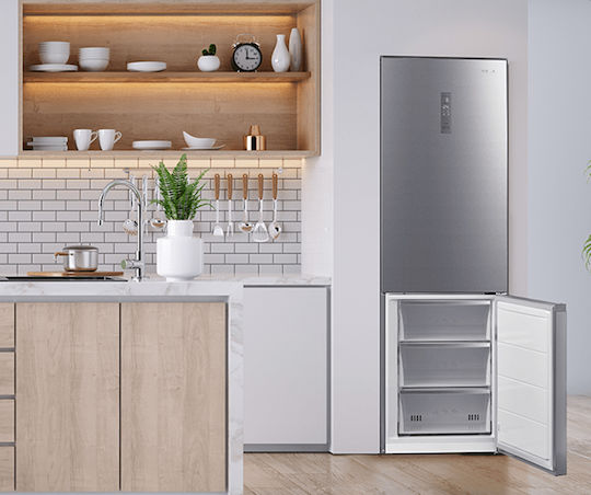 Tesla Combină frigorifică 378lt NoFrost Î201xL59.5xA66cm. Inox RC3800FMX