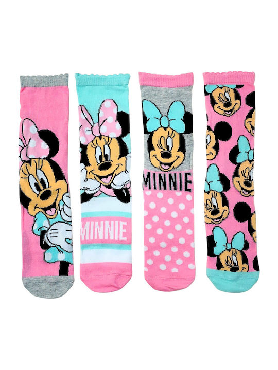 Disney Παιδικές Κάλτσες Minnie Πολύχρωμες 4 Ζευγάρια