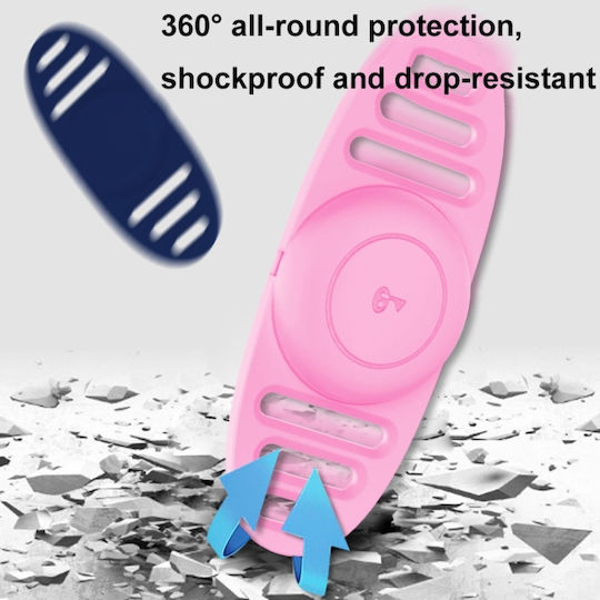 Airtag Binaural Cover Waterproof Case Tracker Silicone Collar Locator Cover for Pets Luminous Blue