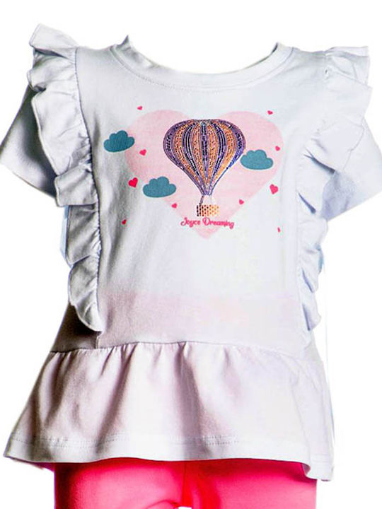 Kids' Set with Leggings Summer 2pcs White Air Balloon