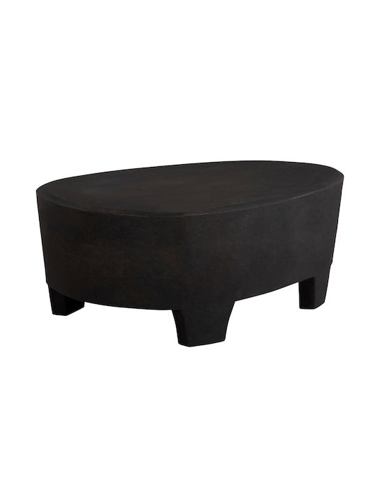 Oval Central Coffee Table Santorini Wooden Black W100xL60xH33cm