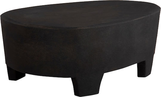 Oval Central Coffee Table Santorini Wooden Black W100xL60xH33cm