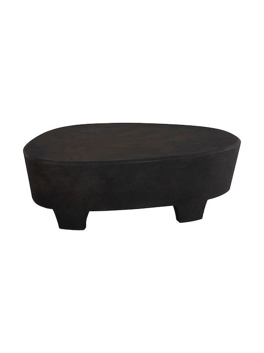 Oval Central Coffee Table Santorini Wooden Black W100xL60xH33cm