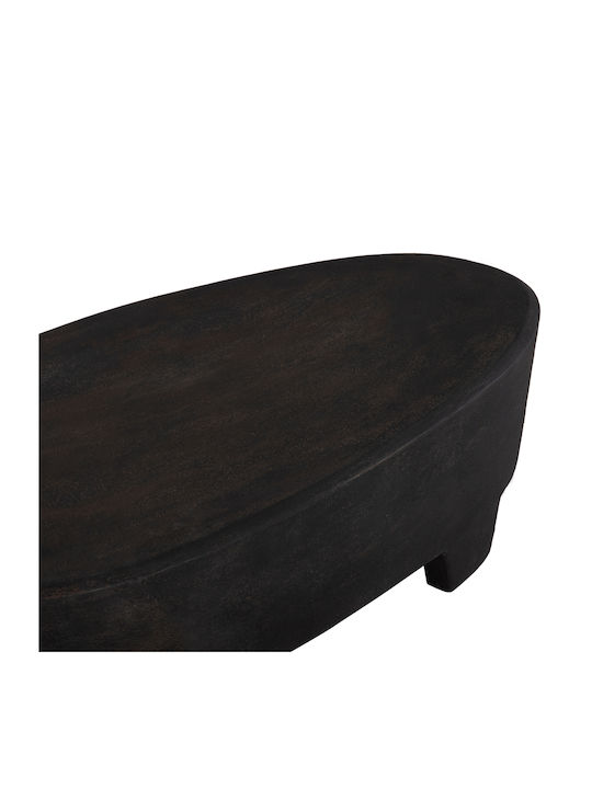 Oval Central Coffee Table Santorini Wooden Black W100xL60xH33cm