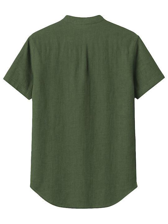 Short-sleeved Linen Shirt Khaki