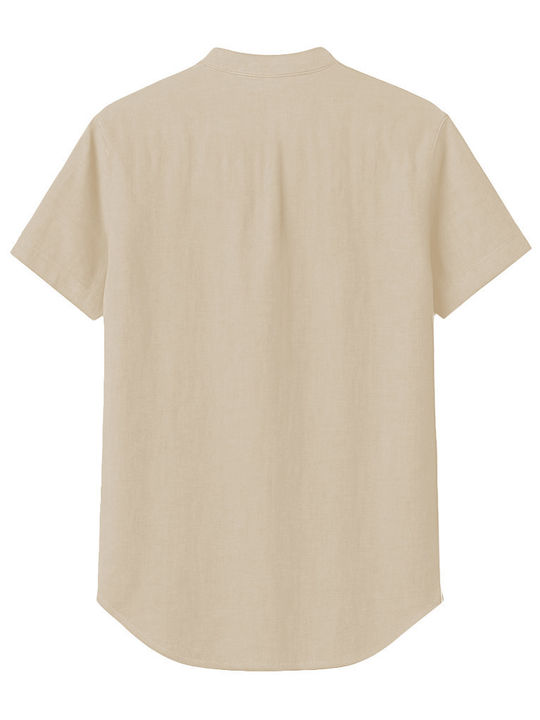 Short-sleeved Linen Shirt Beige