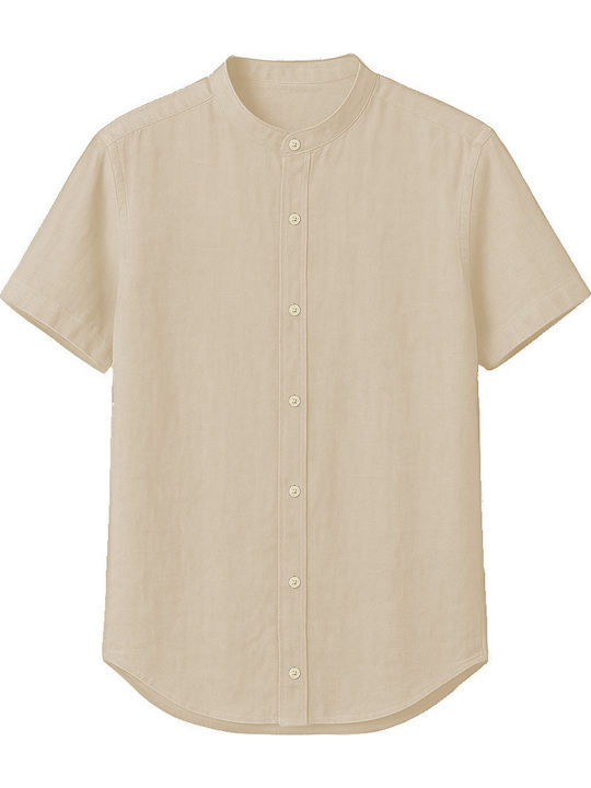 Short-sleeved Linen Shirt Beige