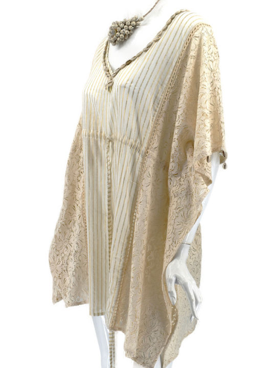 Ammos Damenbademode Kaftan Beige