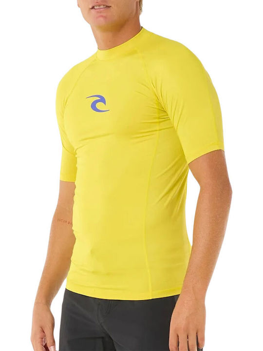 Rip Curl UPF 50+ Men Short Sleeve Sun Protection Shirt Yellow