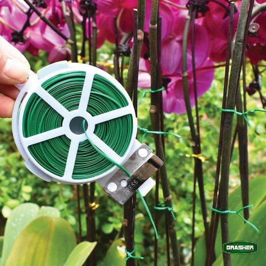 Rolă de sârmă pentru plante acoperită cu plastic Grasher, cu tăietor, 50m 104044
