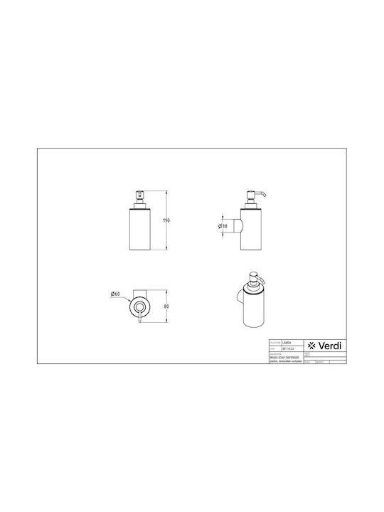 Verdi Lamda Wall-mounted Dispenser Metallic Green 500ml