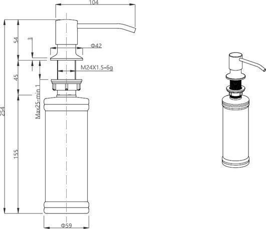 Steiner Dispenser Κουζίνας Πλαστικό Χρυσό 320ml Steiner Dispenser Κουζίνας Πλαστικό Χρυσό 320ml
