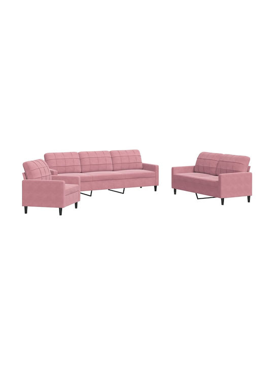 Living Room Furniture Set 2 seater & 2 seater & Armchair Pink