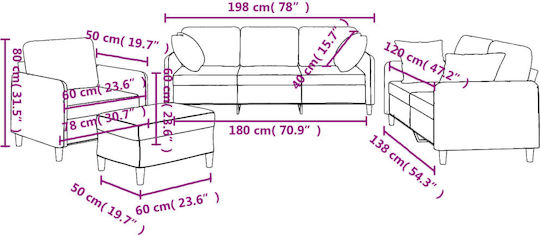 Σετ Σαλονιού 3-Sitzer & 2-Sitzer & Sessel & Hocker