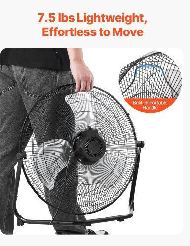 Vevor Floor Fan 120W Fan Diameter 45cm Black