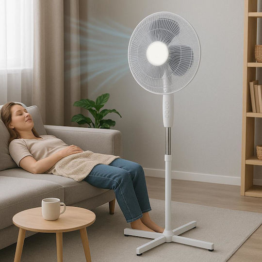 Hausberg Ανεμιστήρας Ορθοστάτης 55W Διαμέτρου 40.64cm Λευκός