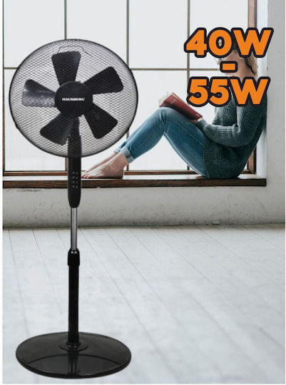 Hausberg Hausberg Pedestal Fan 55W Fan Diameter 40cm Black