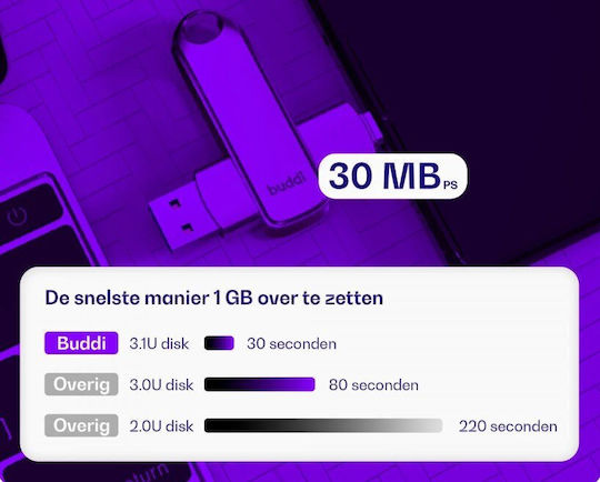 Buddi 512GB USB 3.1 Stick Γκρι