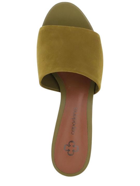 Suede Mules με Τακούνι σε Πράσινο Χρώμα